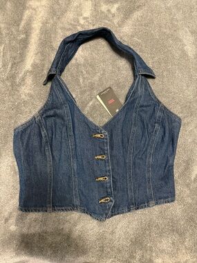 Levi's Dark Blue Denim Halter Corset Top